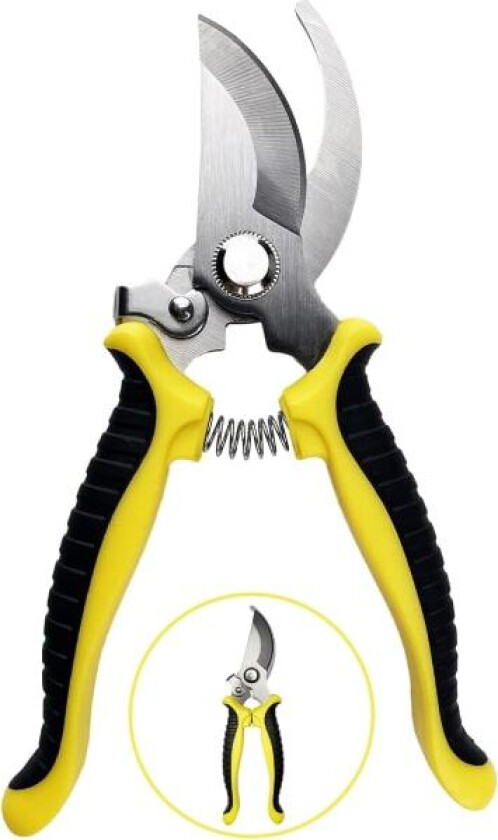 Hagesaks, sklisikre sakser med låsehåndtak, profesjonelle reparasjonshagesakser for blomstergrener (gul)