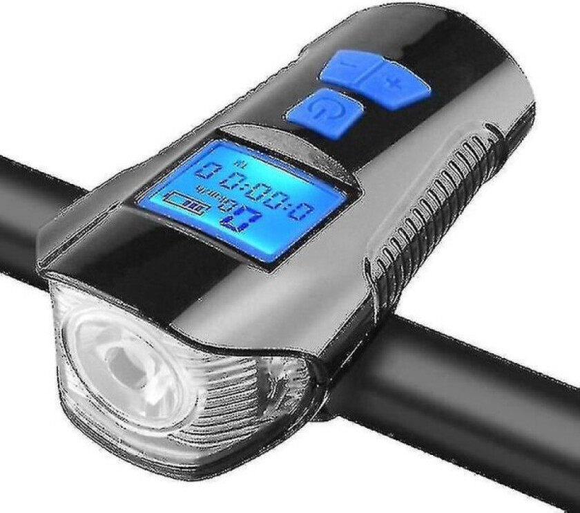 Led sykkellys datamaskin sykkellys med LCD-målerdisplay og 120db bjelle støtsikker belysning vanntett Ipx64 syklist 4 lysstyrkemoduser Usb sykkellykt