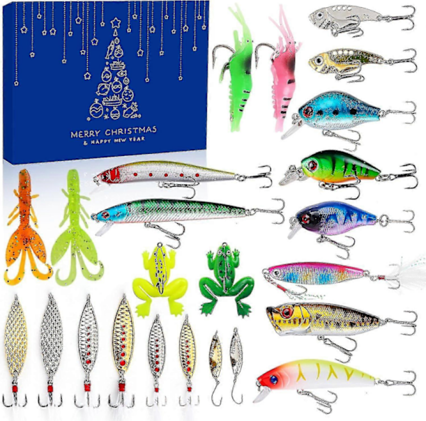 Julekalender for fiske 2024 - Sett med 24 fiskebeten - Julekalender for fiskebeten - Julegave