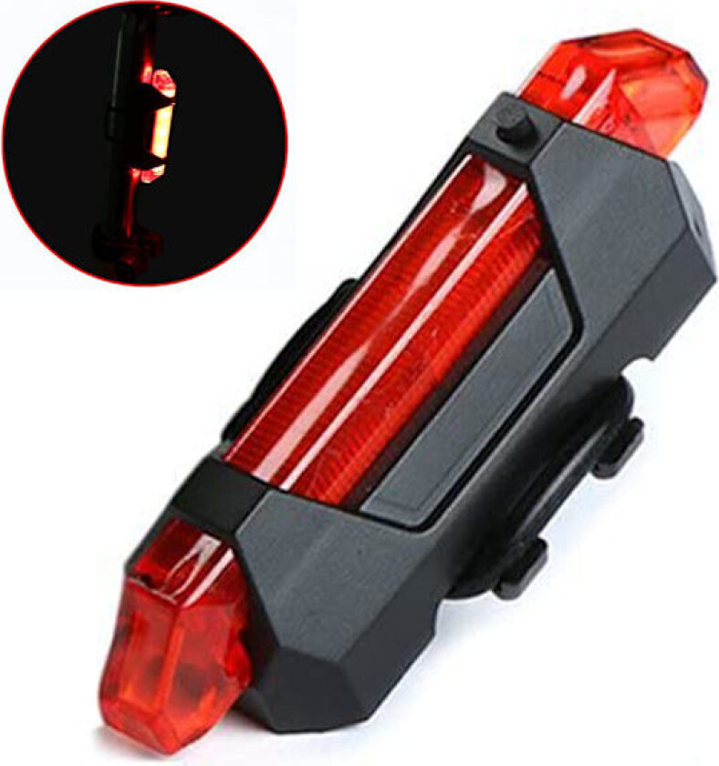 USB-oppladbar LED-sykkellykt, kraftig sykkelbaklys, sikkerhetslykt for sykling, 330 mAh litiumbatteri, 4 lysmodusalternativer