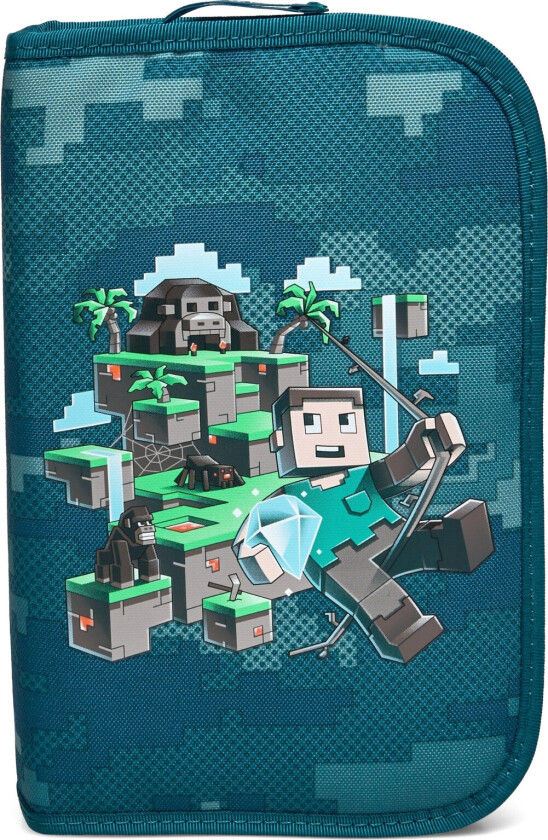 Single Section Pencil Case W/Content, Jungle Game Accessories Bags Pencil Cases Blue Beckmann Norway