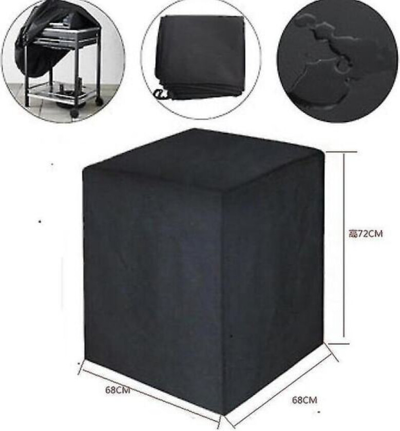 Firkantet grilltrekk i stoff, støvtrekk og regntrekk, svart og sølv