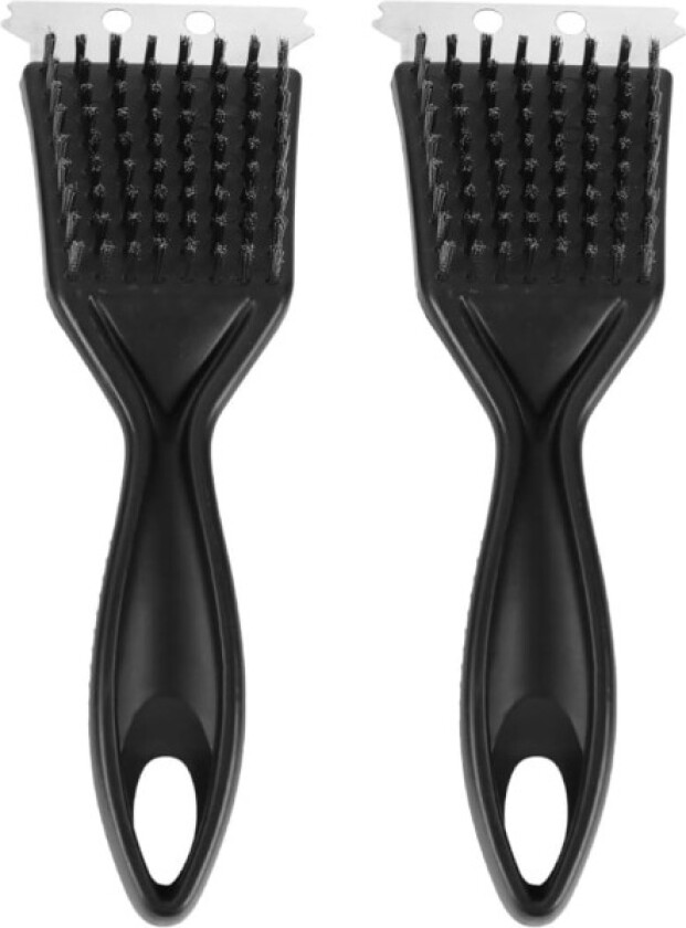 2-delt svart BBQ grillbørste og skrape med håndtak i rustfritt stål