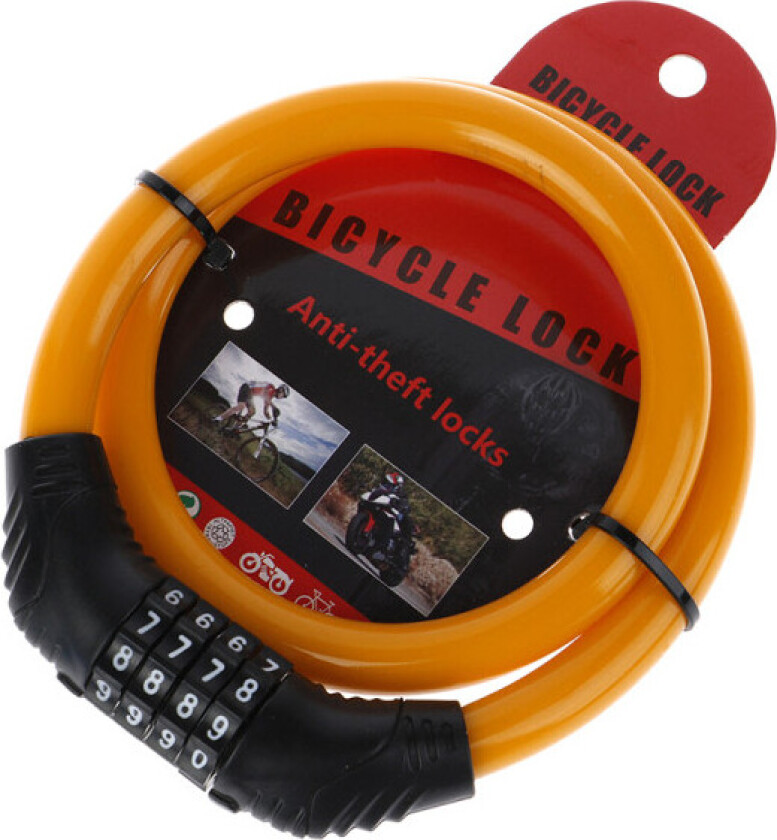 CDQ Sykkellås 4-sifret kodekombinasjon Sykkellås Sykkel Securit Orange
