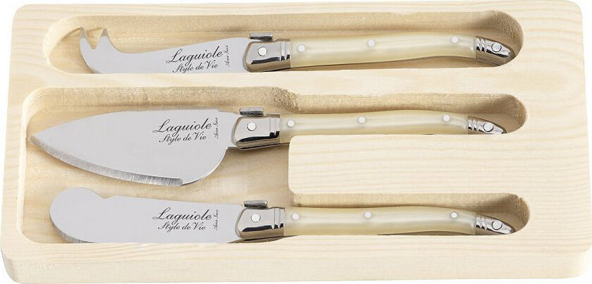 Cheese Knives Laguiole Set 3 Home Tableware Cutlery Cheese Knives Cream Laguiole Style De Vie