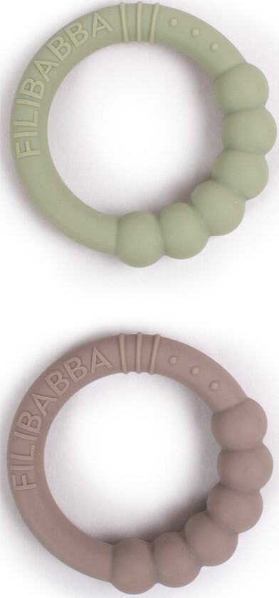 Bidering I Silik 2-Pak - Warm Grey + Oil Green Toys Baby Toys Teething Toys Multi/patterned Filibabba