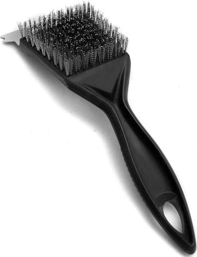 Grillbørste i rustfritt stål, stålbørste, rengjøringsverktøy med skrape, for kullgrill, elektrisk grill, røyker