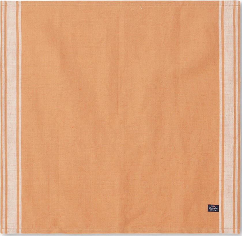 Linen Cotton Napkin With Side Stripes - Orange - 50X50