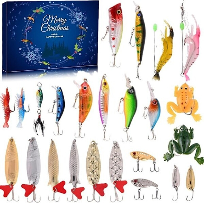 Julekalender for Fiske 2024 - Fiskebeinsett, Fiskeutstyr (24 stk)
