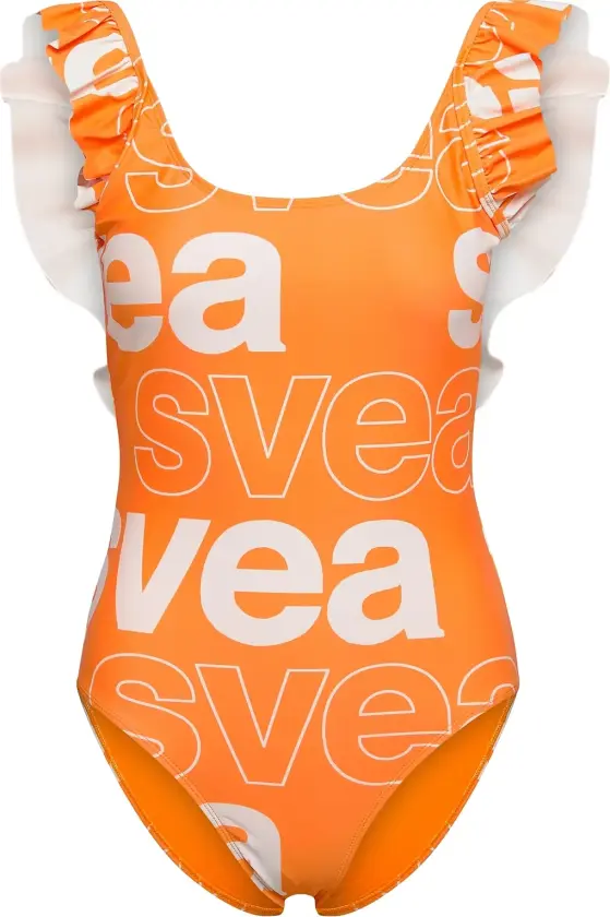 W. Ruffle Swimsuit Badedrakt Badetøy Orange Svea