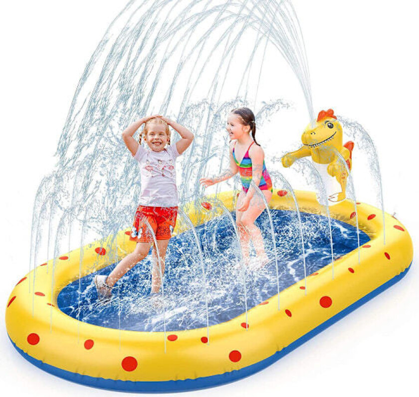 Badebasseng for barn, babyhunder, oppblåsbar basseng med sprinkler