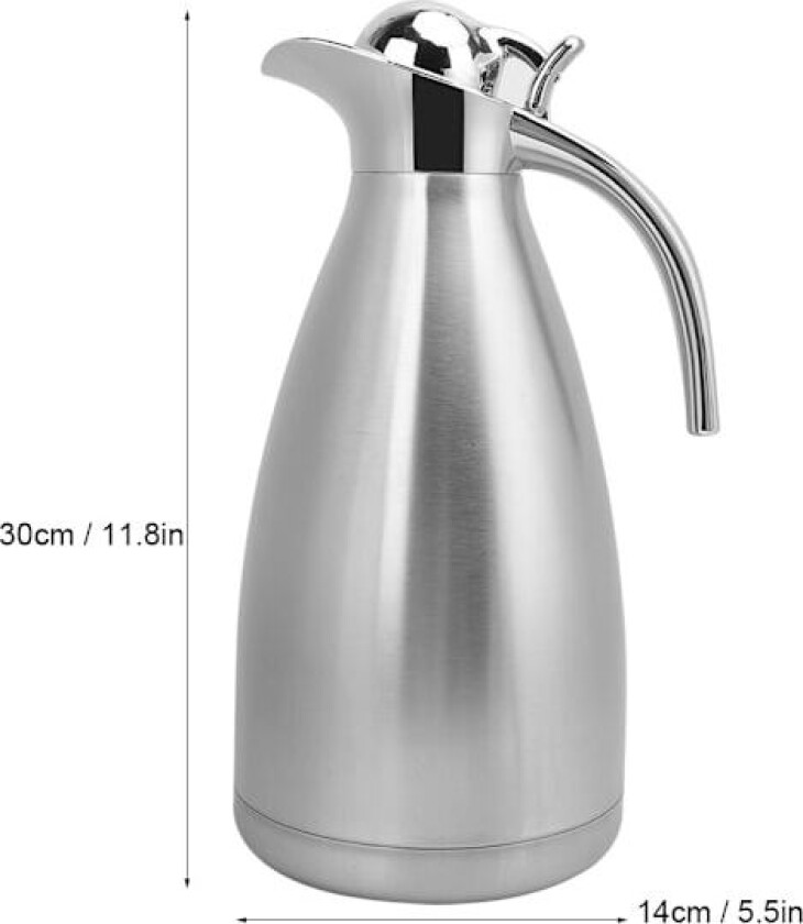2L Termoskanne i rustfritt stål for husholdning, vakuumisolerte termoskanne for vann og kaffe