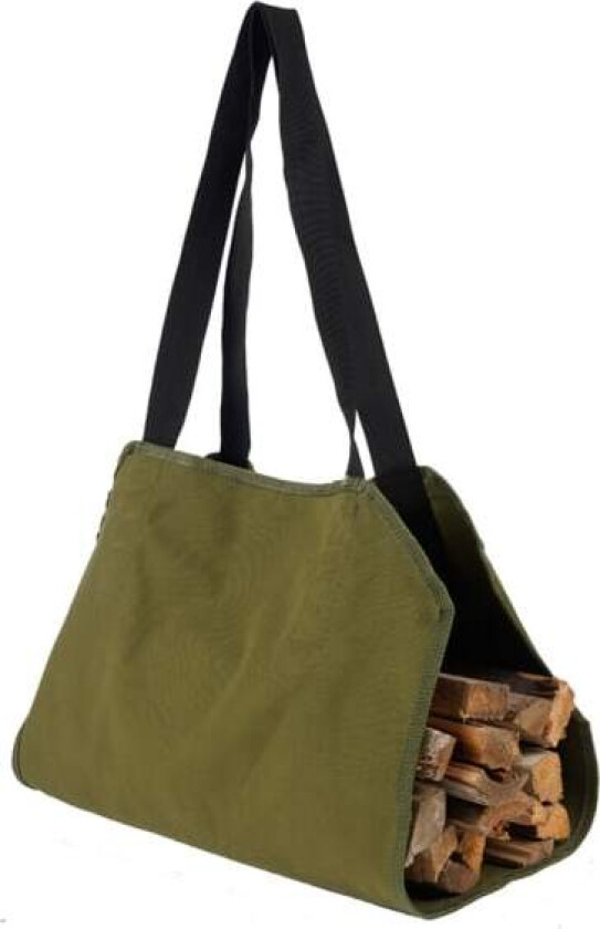 1 stk. Grønn lerret peisvedkurv, stor kapasitet lerret vedkurv