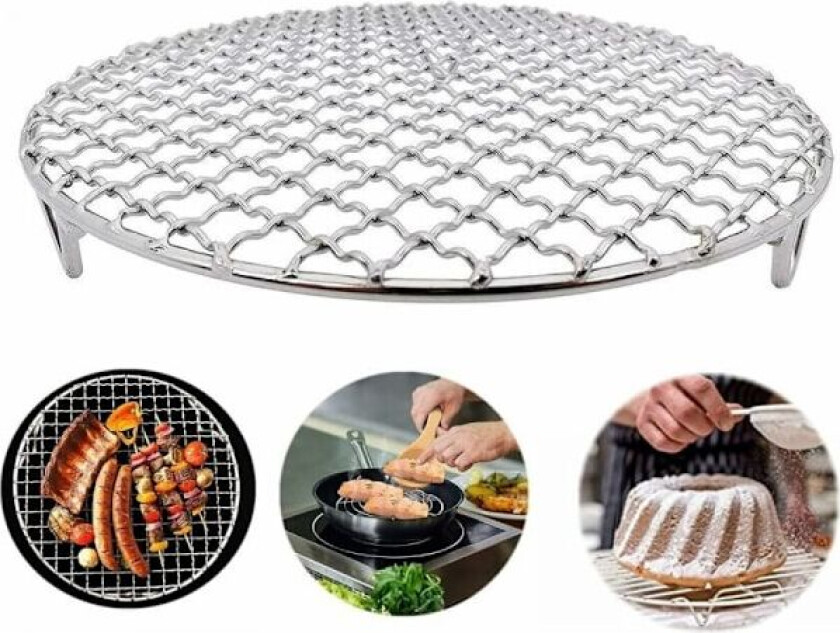 18cm/7.1 tommers rund grillrist i rustfritt stål for grilling