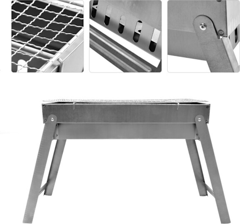 Bærbar sammenleggbar kullgrill i kaldvalset stål for hjem, hage, bakgårdsfest