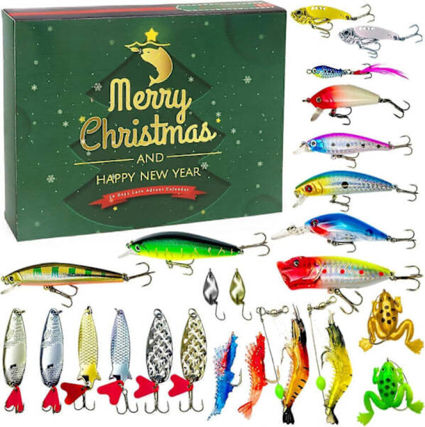 Fiske-Adventskalender 2024, 24 Dagers Juletelling Fiske Agnadventskalender, Julegave 2024 Til Far Kjæreste Bestefar