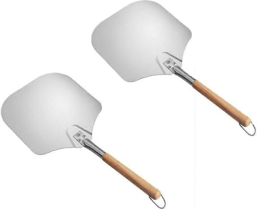 Metallisk Pizzaskuffe med Trehåndtak for Grill og Ovn, 66x30.5cm Pizzabakingspade for Baking Brød og Paier