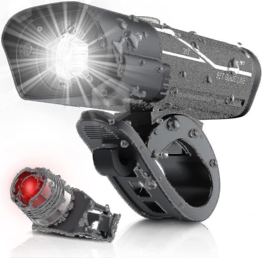 1000 Lumen USB-oppladbar sykkellyktsett, 3 LED-sykkellykt Super Bright Headlight Ipx5 Vanntett sykkelsikkerhetslykt