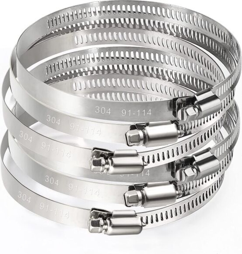 4 tommers slangeklemme justerbar 304 rustfritt stål rørklemme 6 stykker justerbar snekkegir 91mm-114mm snekkeslangeklemme (91-114mm)