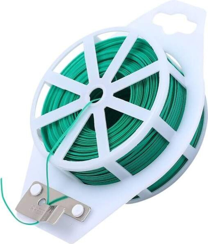 Twist Tie: Plastbelagt tråd for å binde hageplanter eller kontorkabler med praktisk, innebygd kutter {Grønn}
