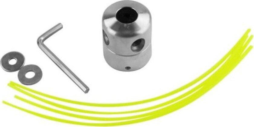 Aluminiumspolehode for gressklipper, spolesett med 4 linjer, klippertau, monteringsvaskemaskin og skiftenøkkel, for gresskratt