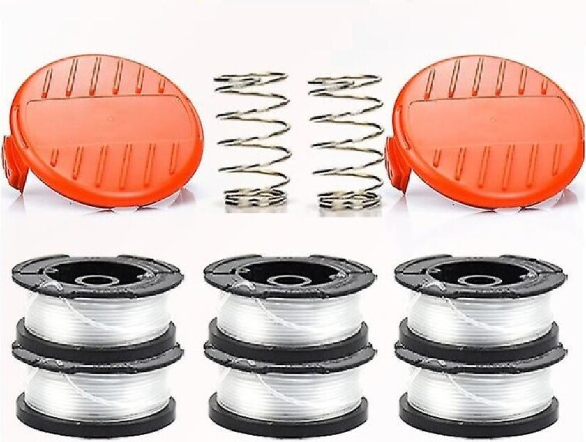 6 erstatningsspoler til gressklippere med 2 hetter for Worx-tråder