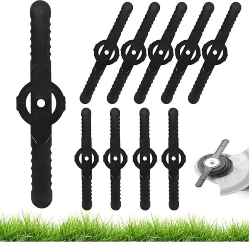 Pakke med 60 plastskjæreblad, 14 cm universelle gresstrimmerblad