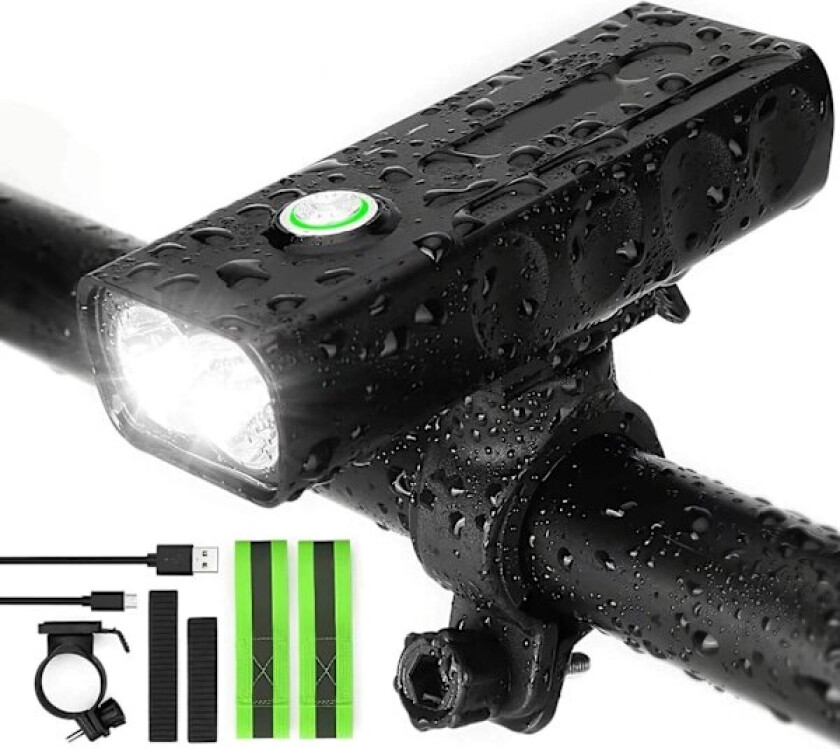 LED Front Bike Light USB Oppladbar Sykkel Lys Høy Lysstyrke Mountai