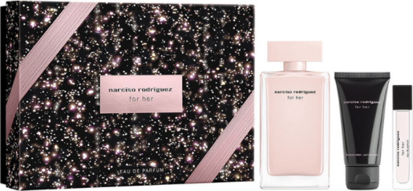 For Her Case 3 stk Eau de Parfum spray 100 ml + Body Lotion 50 ml + Eau de Parfum spray 10 ml
