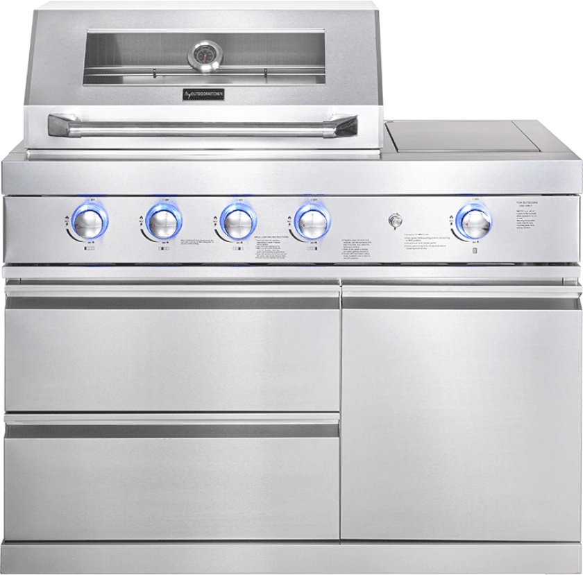 Pure - Frittstående gassgrill med 4 brennere og infrarød sidebrenner - Rustfri