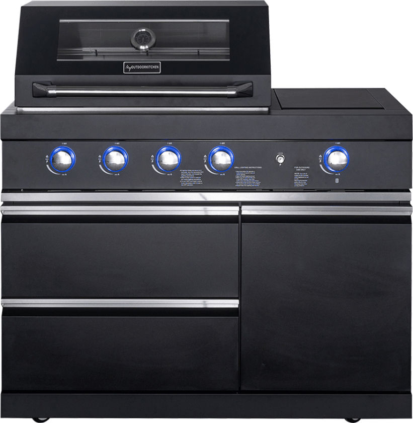 Pure - Frittstående gassgrill med 4 brennere og infrarød sidebrenner - Svart