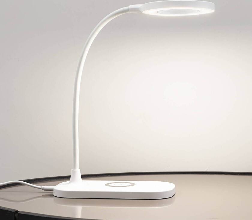 Lindby LED-bordlampe Siona, hvit, ABS, ladestasjon