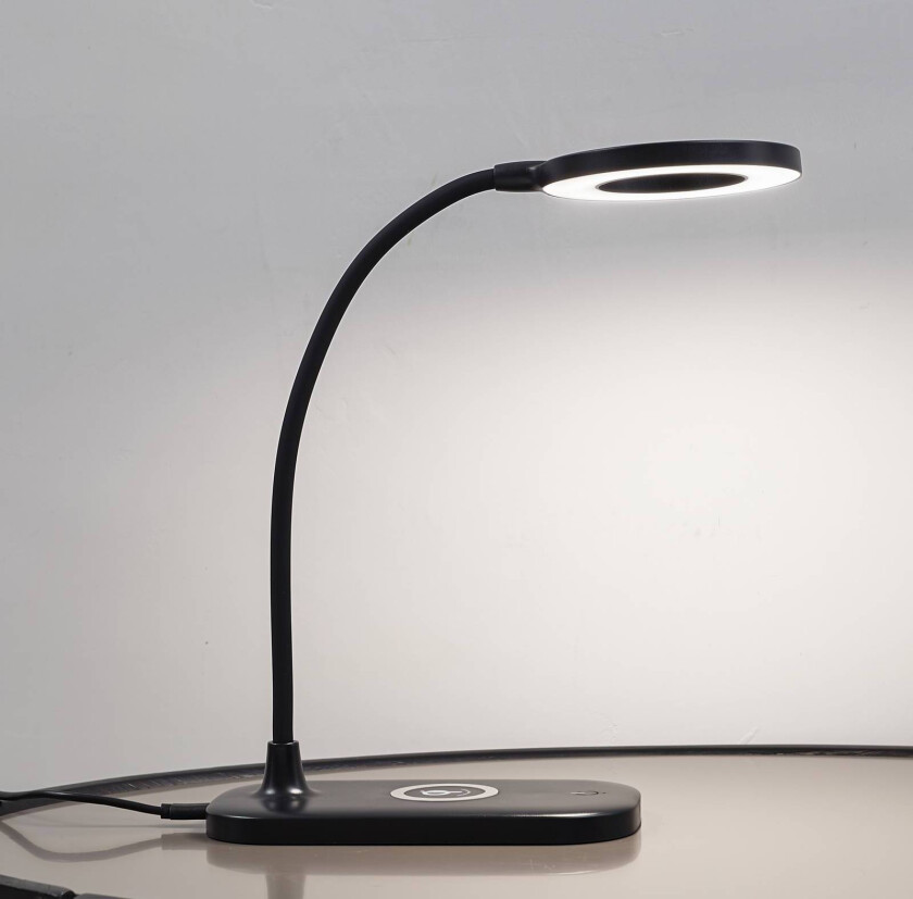 Lindby LED-bordlampe Siona, svart, ABS, ladestasjon