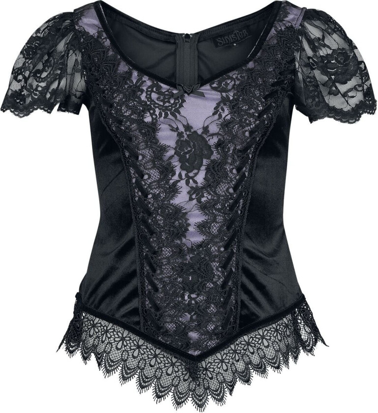Goth T-skjorte - Gothic Top - XS til XXL - Damer - svart-lilla