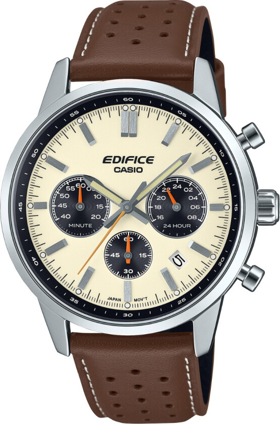Edifice EFR-575L-7AEF - Kvarts - Sølv - Herreklokker - Skinn - Mineral