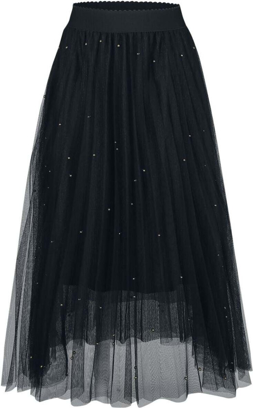 Middellangt skjørt - Sophia Stud Net Skirt - S-M til L-XL - Damer - svart