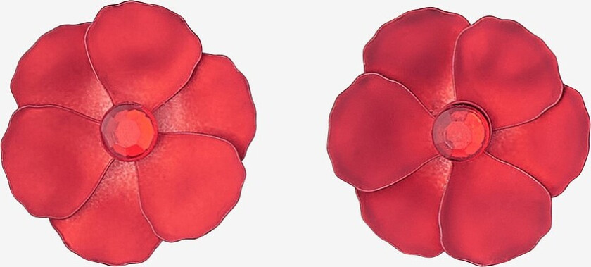 Øredobben Flower Small Metallic Cz - Rød