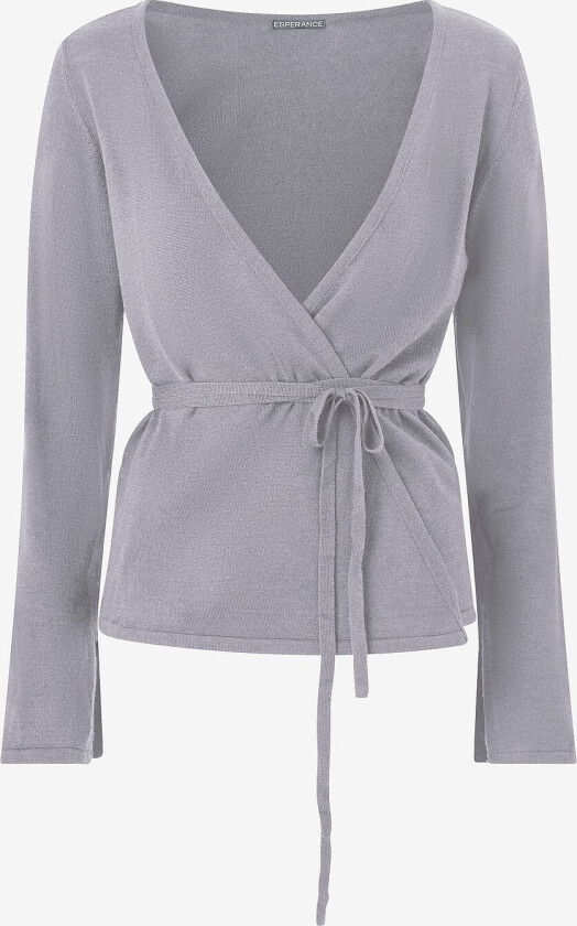 Kardigan Gun Ana Merino Wrap Waist - Grå