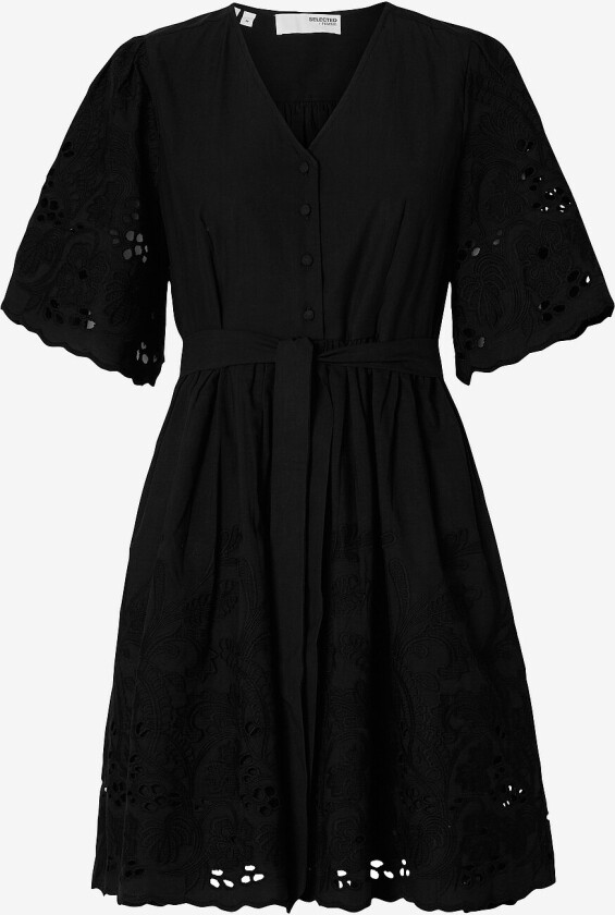 Kjole slfDahlia SS Short Broderi Dress - Svart
