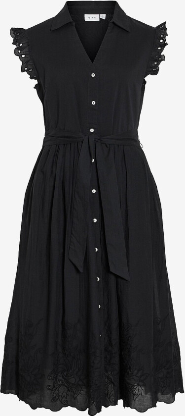 Kjole viAnglassi V-neck S/L Midi Dress - Svart