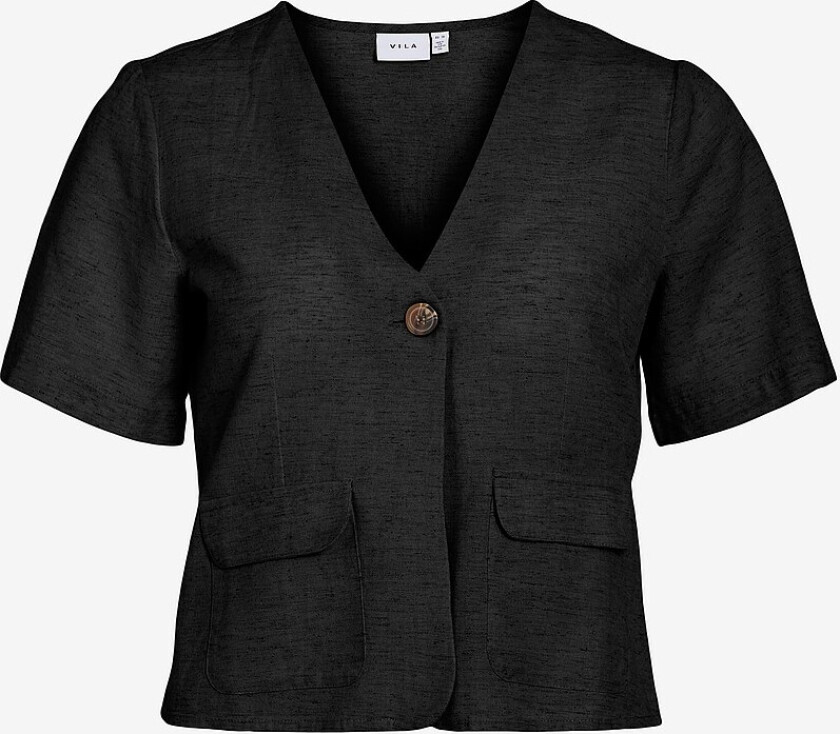 Topp viPrisilla V-neck S/S Pocket Top - Svart
