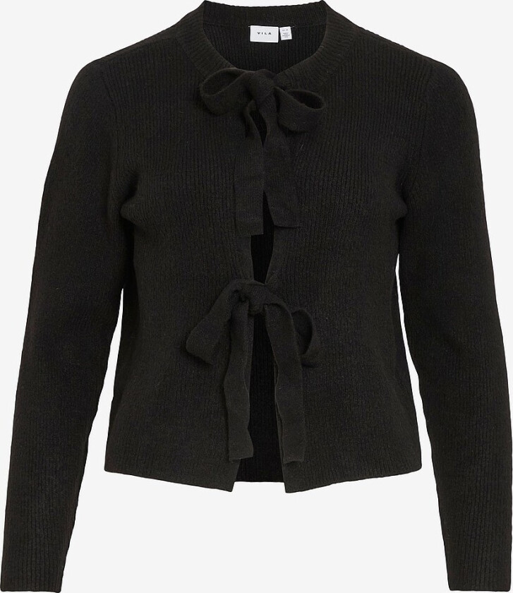 Kardigan viFloey L/S O-neck Short Tie - Svart