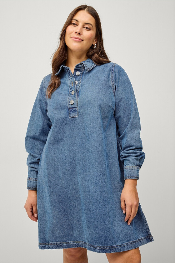 Denimkjole Jean L/S Short Dress - Blå