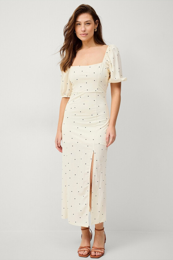 Maxikjole Puff Sleeve Midi Dress - Flerfarget