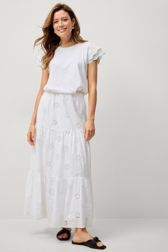 Maxi skjørt Anglaise Maxi Skirt - Hvit