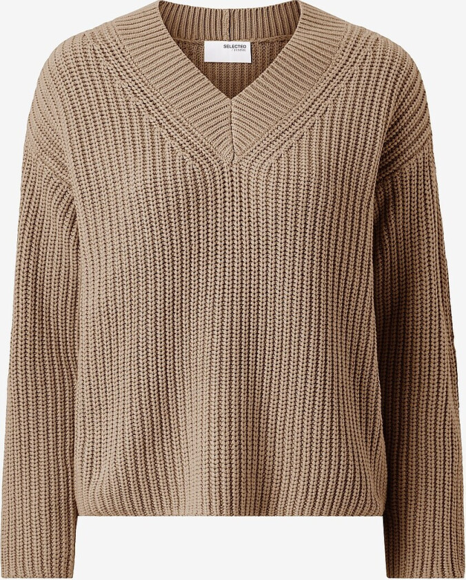 Genser slfSelma LS Knit V-neck Noos - Brun