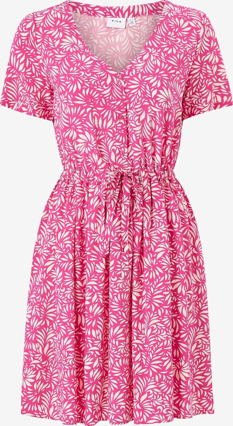 Kjole viLise Jane V-neck S/S Dress - Rosa