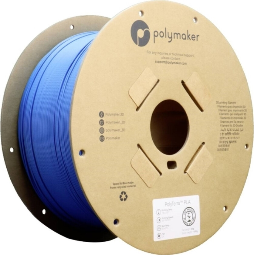 Polymaker Pa04011 Regular Filament Pla-Plast Med Lavere Kunststofindhold, Mat 1.75 Mm 3000 G Sapphire Blue, Blå Polyterra 1 Stk