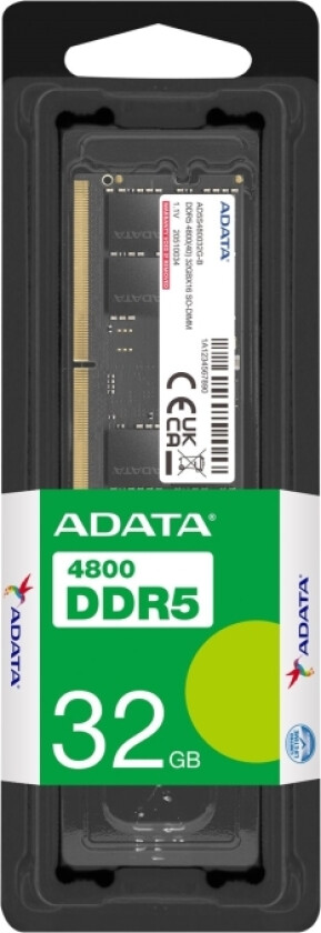 Adata Ddr5 32Gb - 4800 - Cl - 40 - Ecc - So-Dimm - Ad5s480032g-S - Premier - Svart