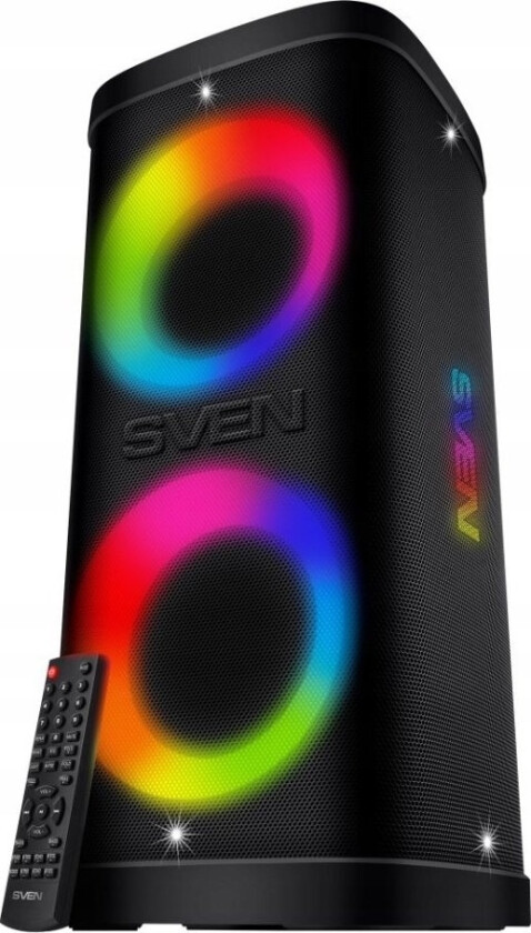 Bærbar Høyttaler Sven Ps-930, Svart, Effekt 2X75w (Rms), Tws, Bluetooth, Fm, Usb, Micro Sd, Led-Skjerm, Litiumbatteri